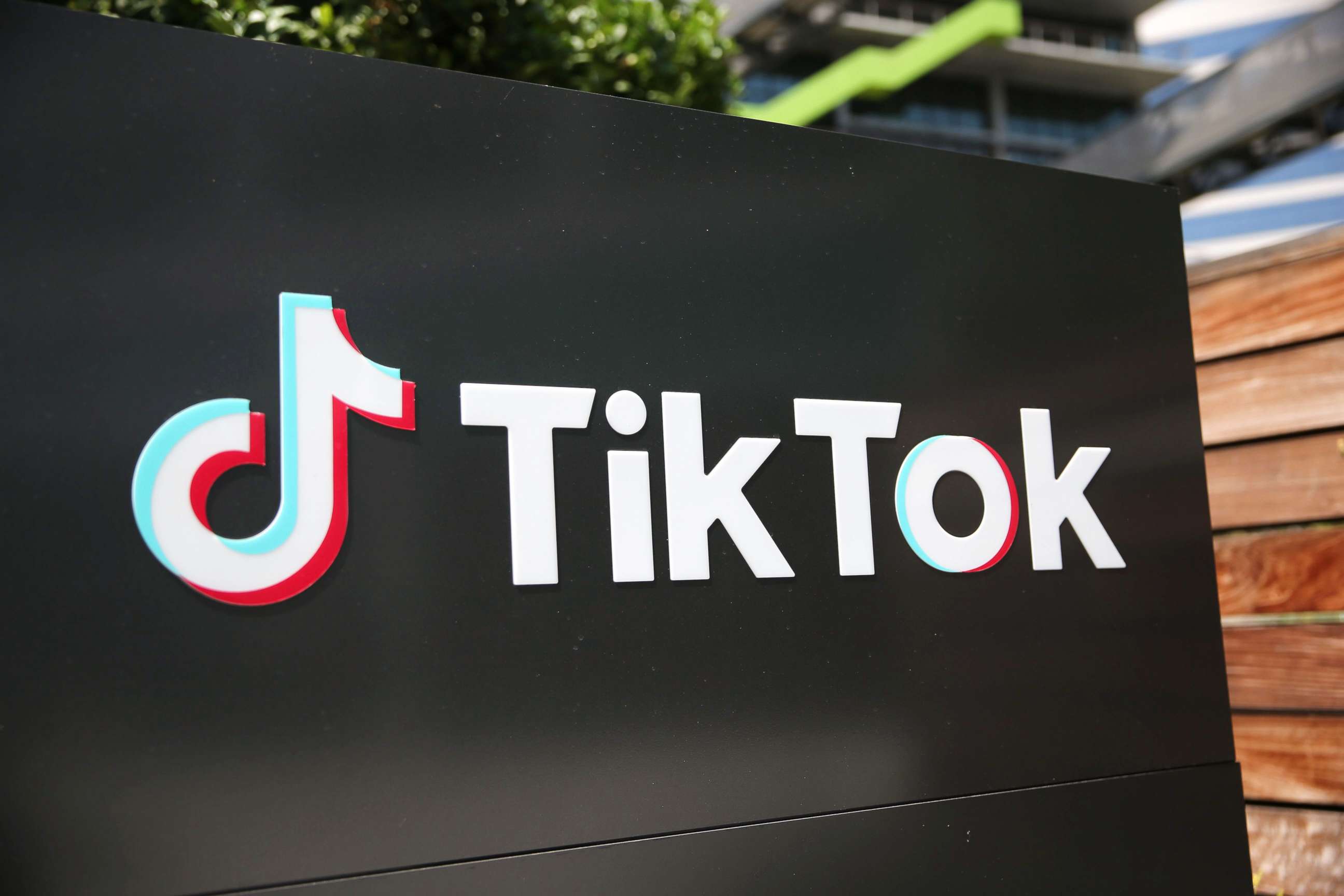 PHOTO: In this file photo taken on Aug. 27, 2020, the TikTok logo is displayed outside a TikTok office on in Culver City, Calif.