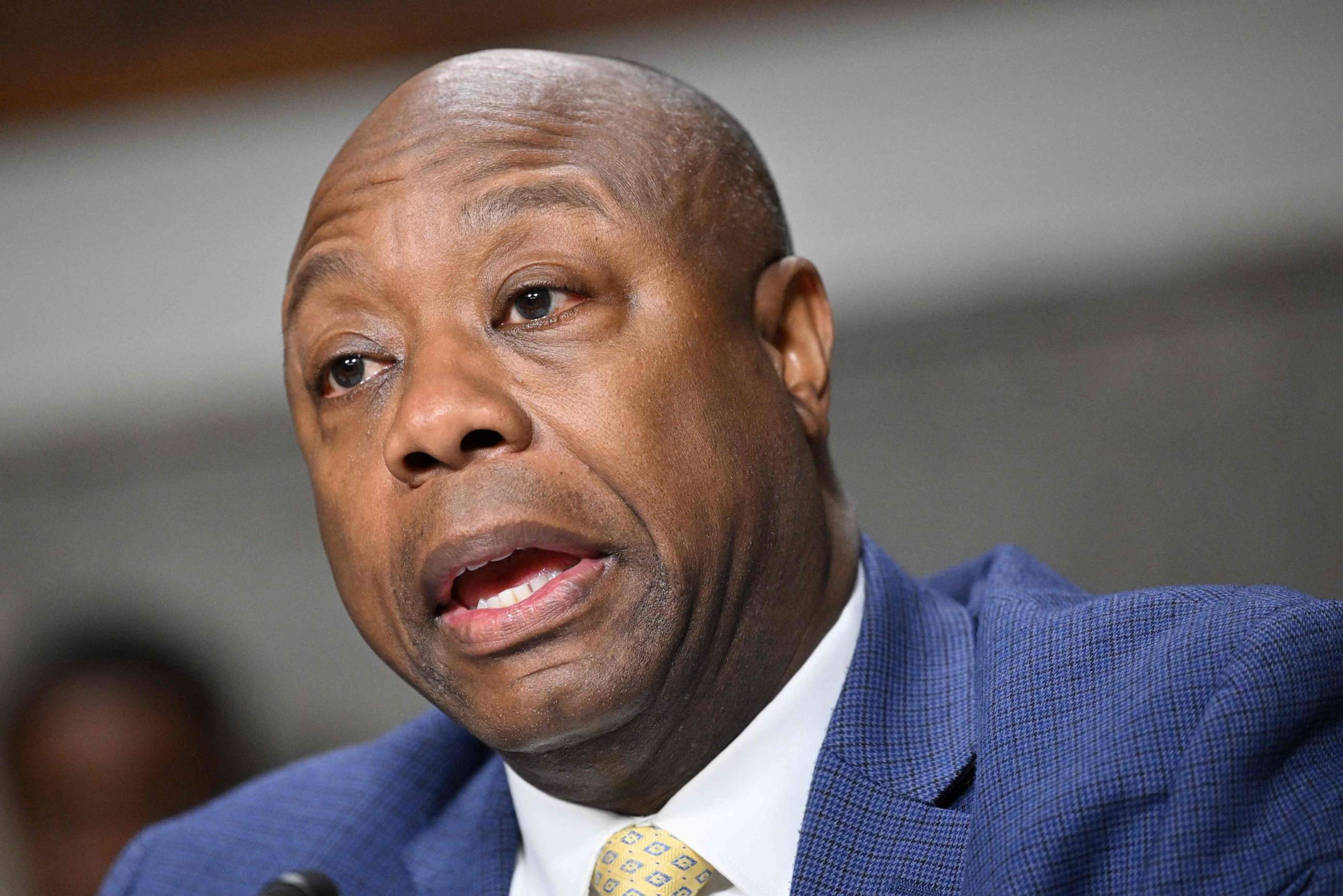 PHOTO: Senator Tim Scott (R-SC) speaks during the Senate Banking, Housing, and Urban Affairs Committee hearing on the failures of Silicon Valley Bank and Signature Bank, on Capitol Hill in Washington, DC, on May 16, 2023.