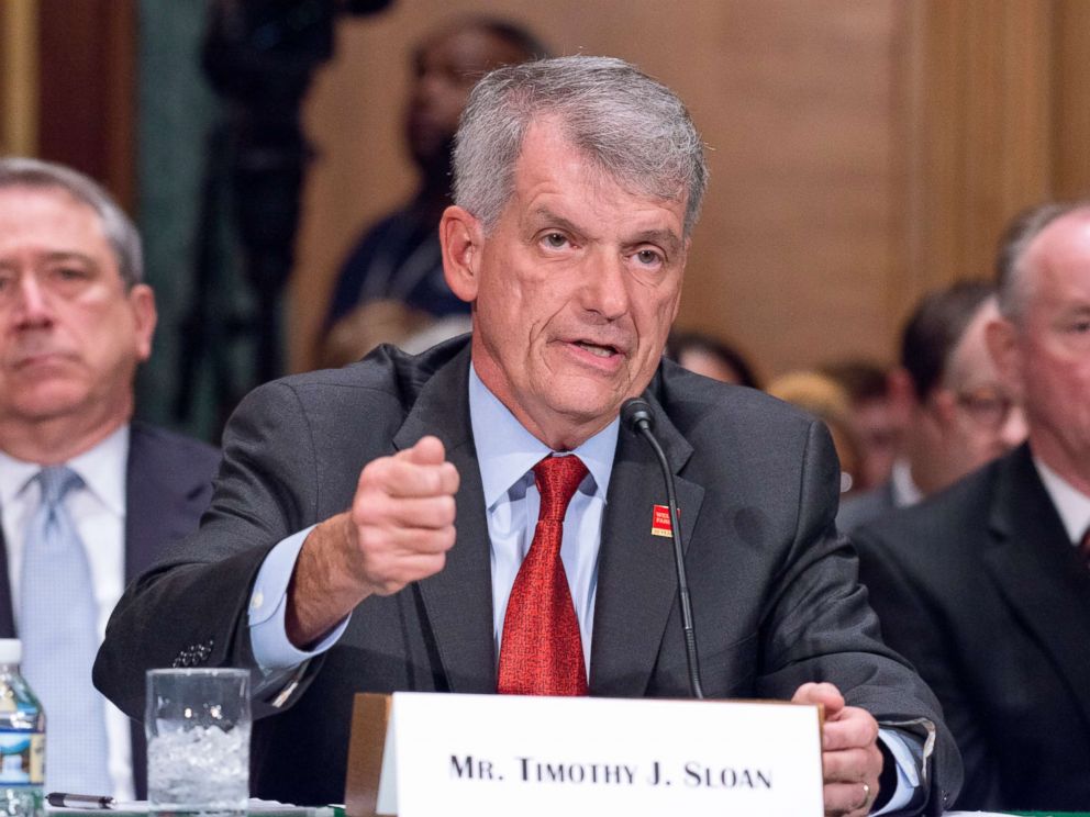 PHOTO: Timothy J. Sloan, Chief Executive Officer and President, Wells Fargo & Company, testifies before the Senate Committee on Banking, Housing, and Urban Affairs Oct. 3, 2017.