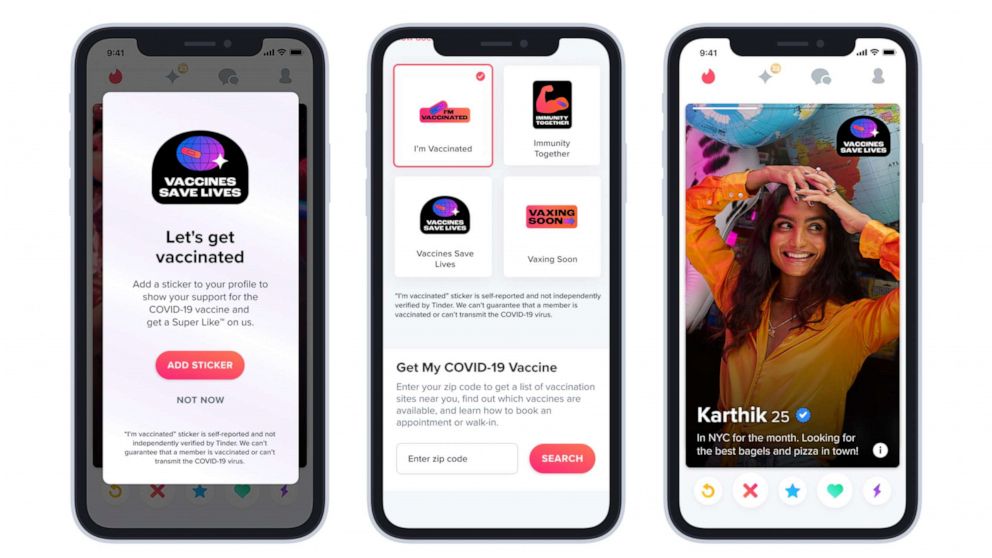 Bumble Tinder Hinge And More Popular Dating Apps To Let Users Show Vaccination Status Abc News