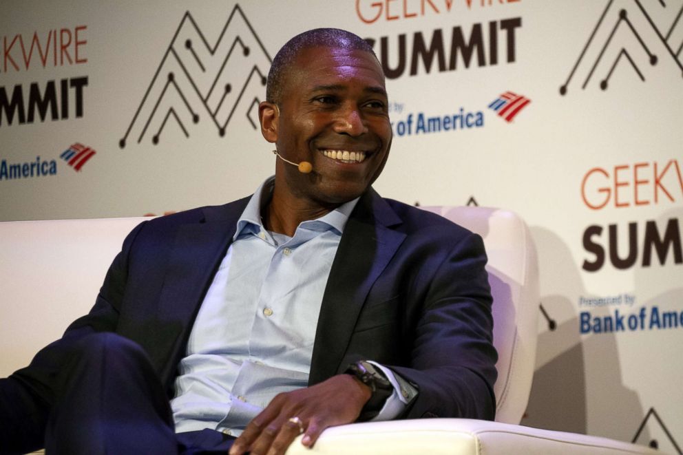 PHOTO: Tony West, chief legal officer of Uber Technologies Inc., smiles during the GeekWire Summit event in Seattle, Washington, Oct. 2, 2018.