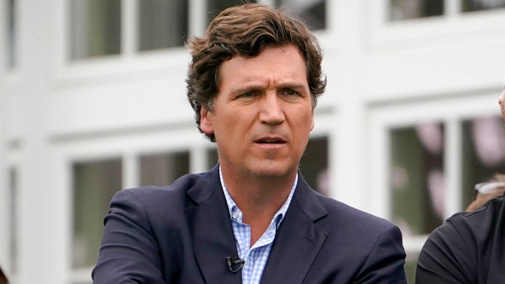 PHOTO: Tucker Carlson attends the final round of the Bedminster Invitational LIV Golf tournament in Bedminster, N.J., July 31, 2022.