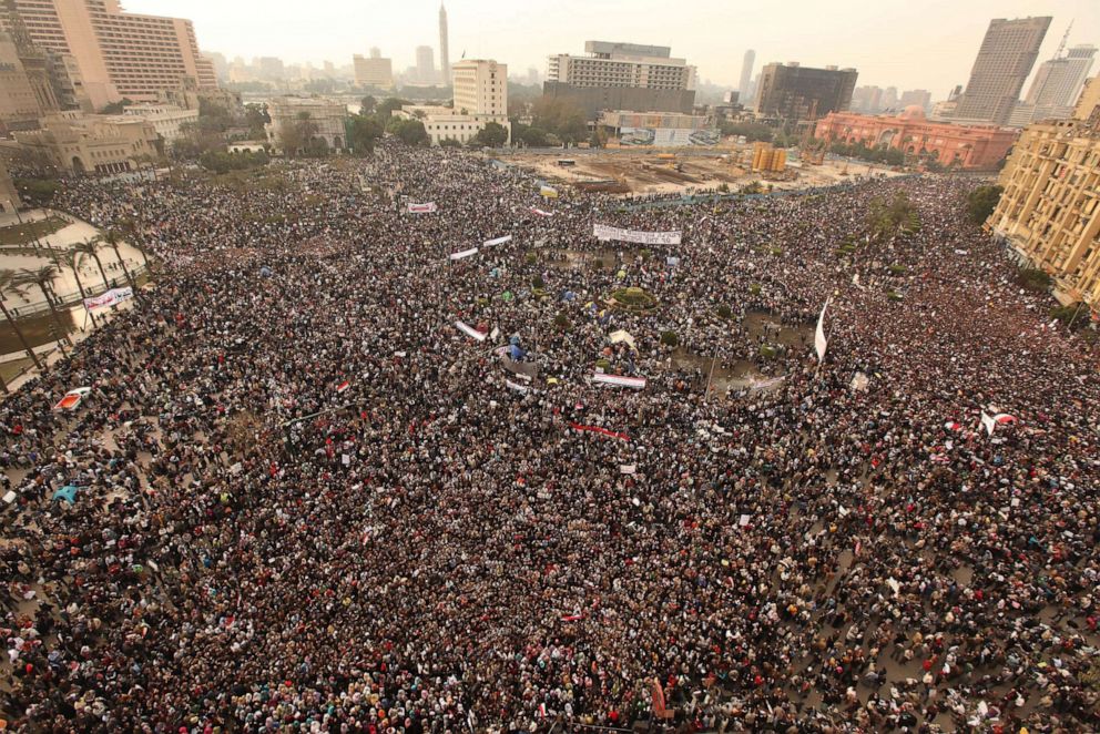 PHOTO: Protestors gather in Tahrir Square on February 1, 2011 in Cairo, Egypt.