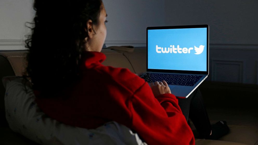 PHOTO: The social network Twitter logo is displayed on the screen of a computer, Dec, 26, 2019, in Paris.