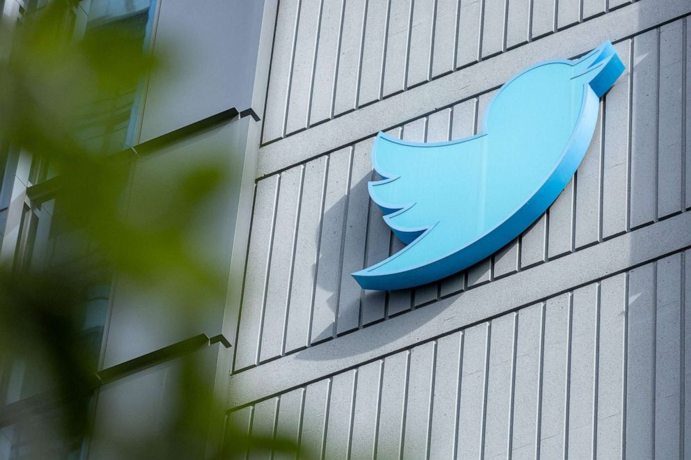 PHOTO: In this file photo taken on Oct. 28, 2022, the Twitter logo outside their headquarters in San Francisco.