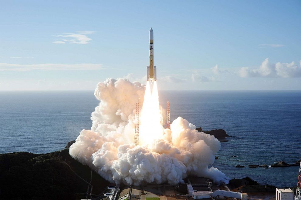 PHOTO: A handout photo made available by Mitsubishi Heavy Industries (MHI) shows an H2-A rocket carrying 'Hope', a spacecraft developed by the United Arab Emirates, taking off from Tanegashima Space Center in Kagoshima Prefecture, southwestern Japan.