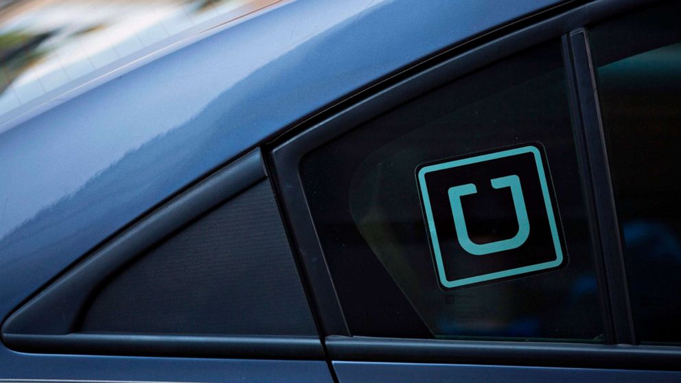 PHOTO: Uber logo on a car.