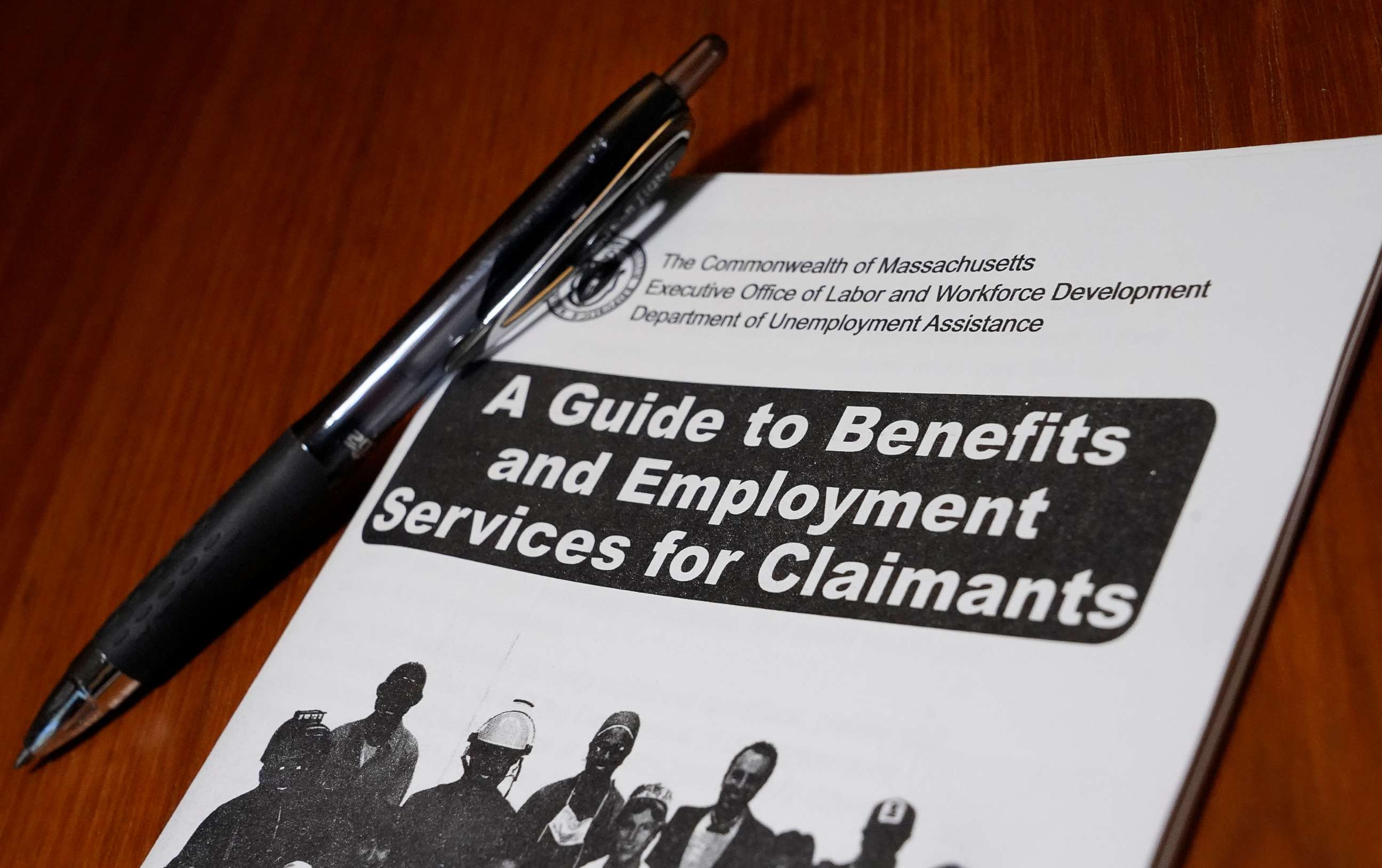 PHOTO: A booklet describing unemployment benefits sits on a desk, Nov. 5, 2020, in North Andover, Mass.