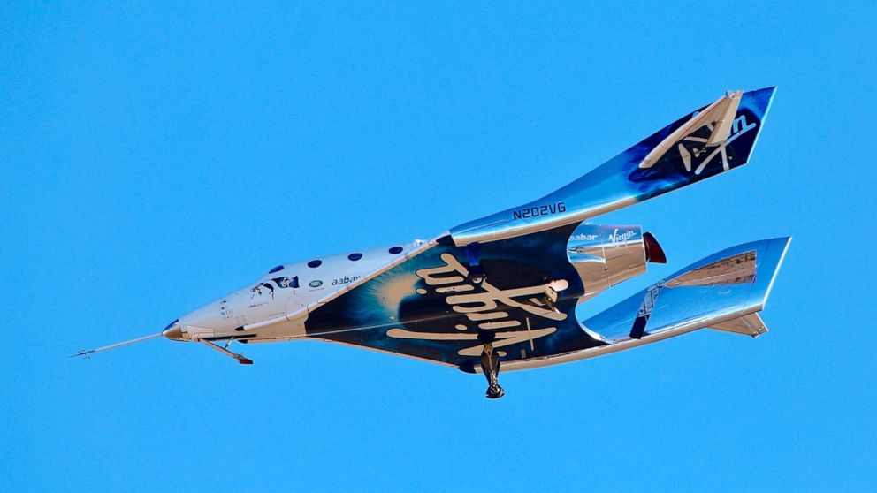 PHOTO: Virgin Galactic reaches space for the first time during its 4th powered flight from Mojave, Calif., Dec. 13, 2018. The aircraft called VSS Unity reached an altitude of 271,268 feet reaching the lower altitudes of space.