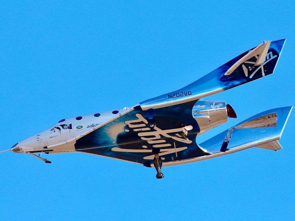PHOTO: Virgin Galactic reaches space for the first time during its 4th powered flight from Mojave, Calif., Dec. 13, 2018. The aircraft called VSS Unity reached an altitude of 271,268 feet reaching the lower altitudes of space.
