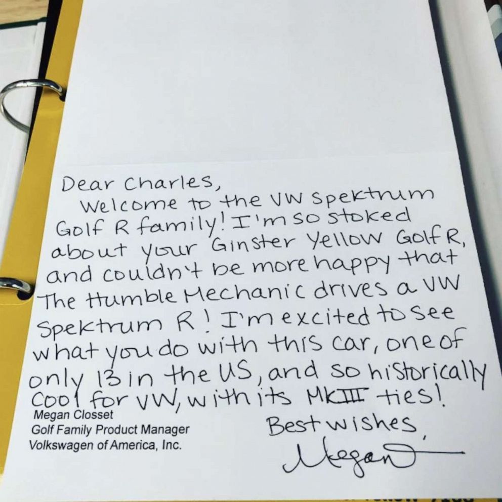 PHOTO: Megan Closset, a product manager at Volkswagen of America, sent handwritten letters to Golf R customers.