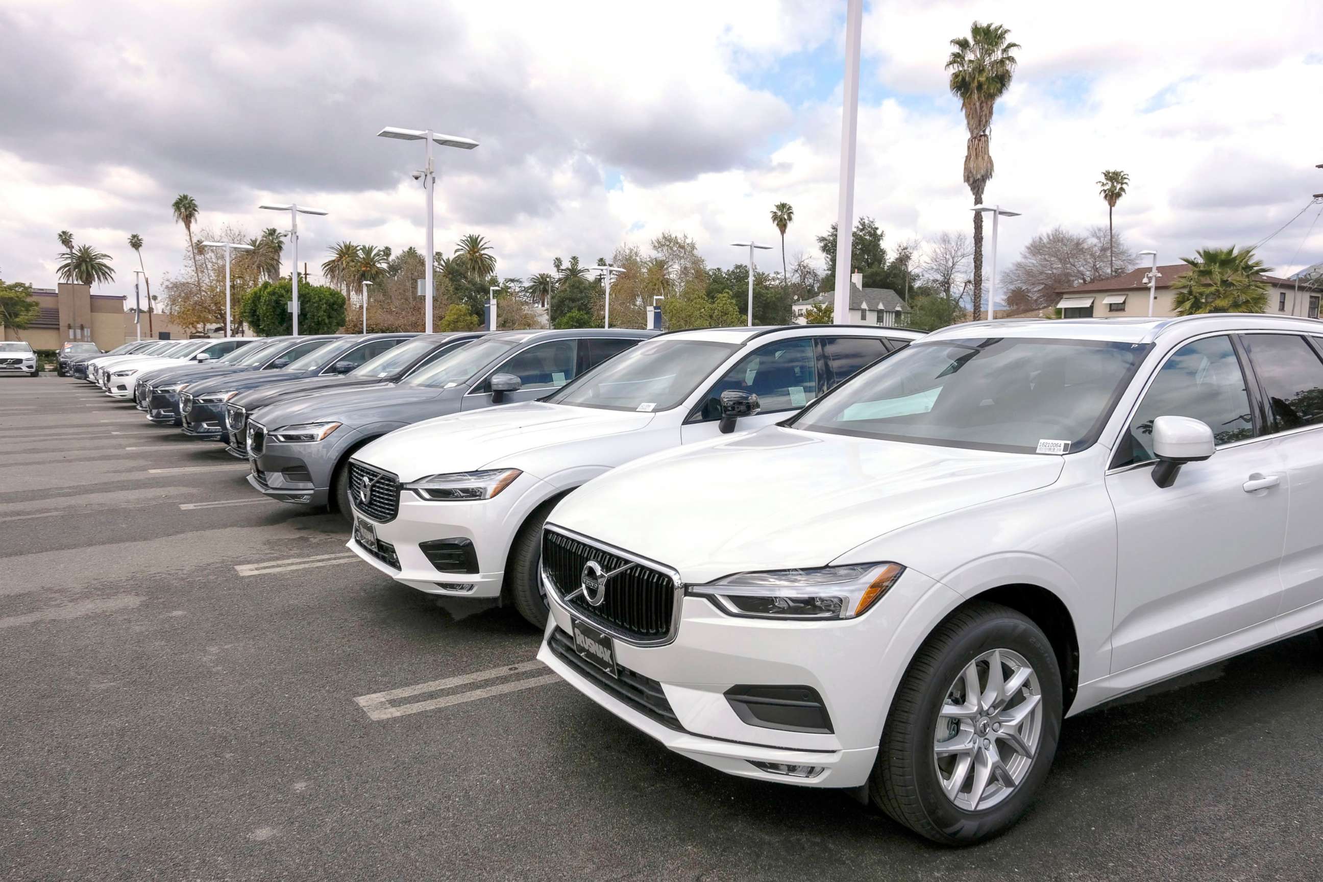 PHOTO: Volvo cars are seen at a car dealership in Pasadena, Calif., on March 8, 2021.
