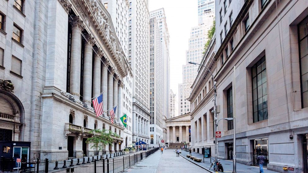 PHOTO: Wall Street and New York Stock Exchange are pictured in Downtown Manhattan, New York City. 