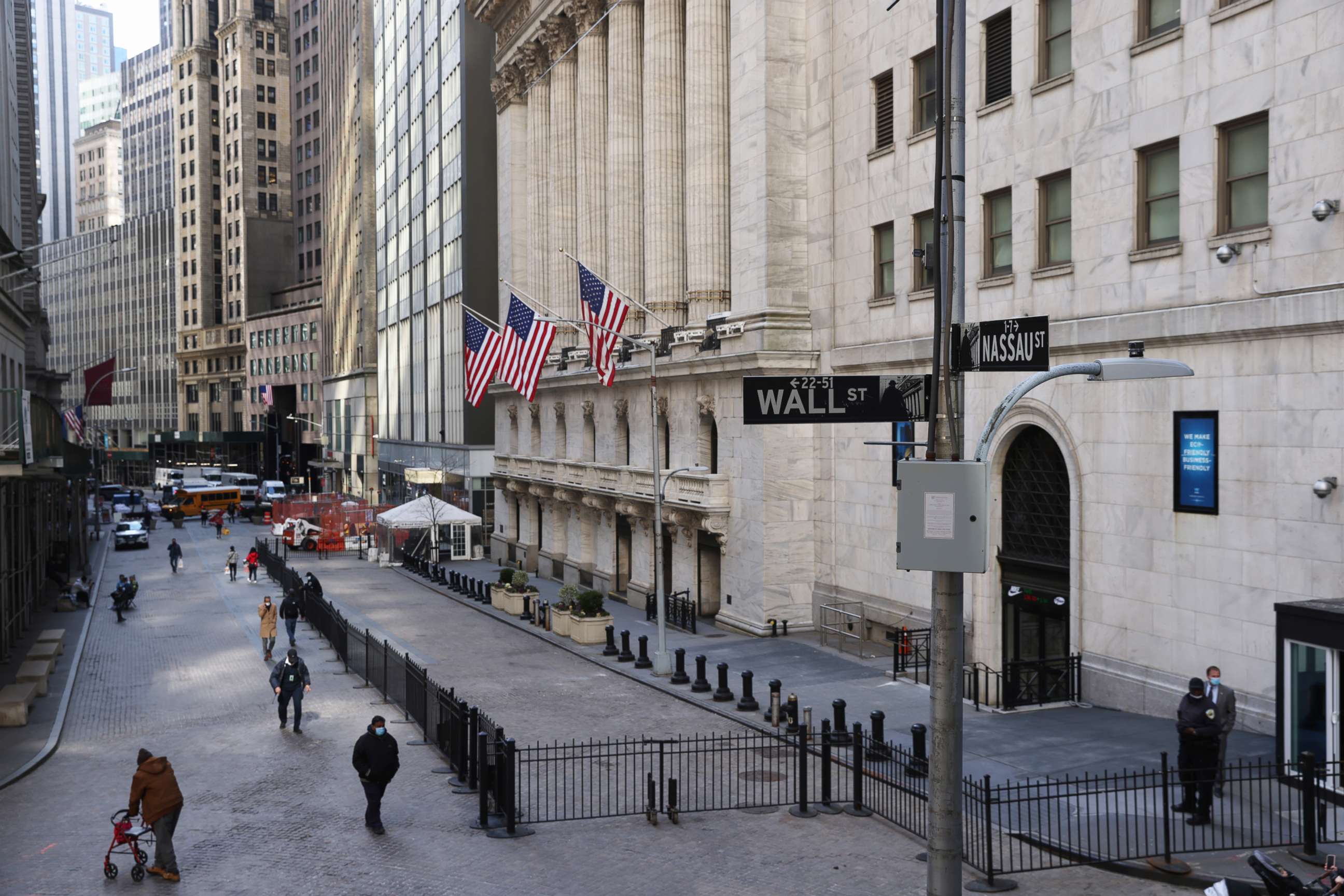 PHOTO: The New York Stock Exchange (NYSE) stands in lower Manhattan on March 09, 2021, in New York.