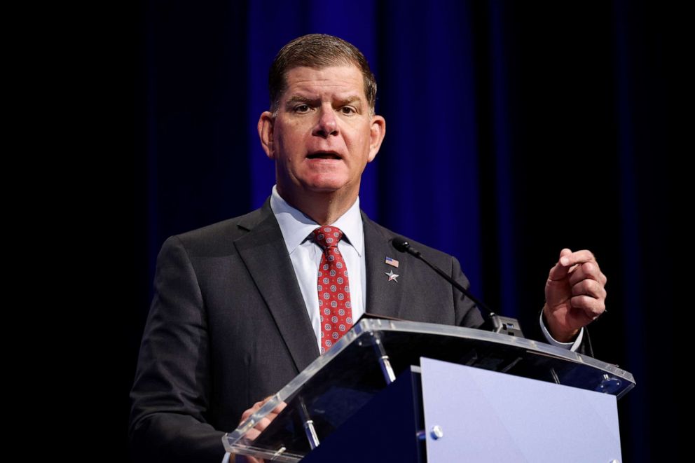 PHOTO: Marty Walsh, US secretary of labor, speaks during the SelectUSA Investment Summit in National Harbor, Md., June 28, 2022.