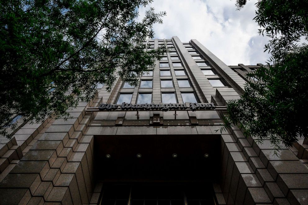 PHOTO: The building of the Washington Post newspaper headquarter is seen on K Street in Washington DC on May 16, 2019.