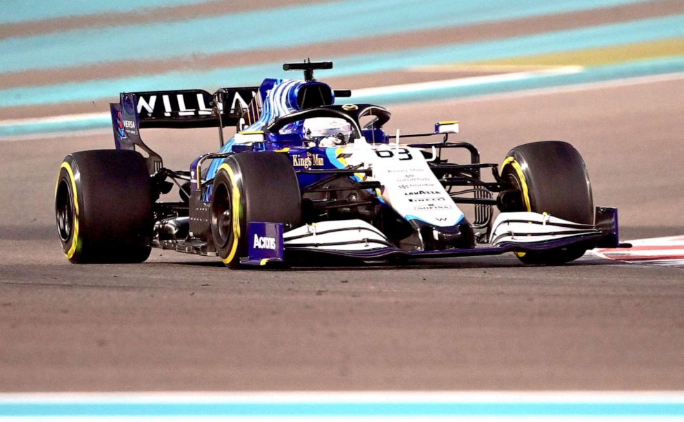 PHOTO: Williams driver George Russell drives at the Yas Marina Circuit during the second free practice session of the Abu Dhabi Formula One Grand Prix on Dec. 10, 2021.