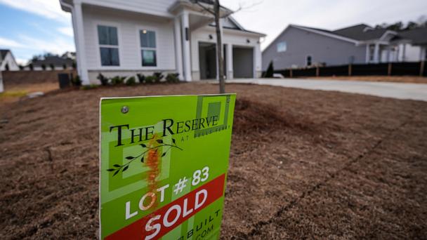 FILE - A sign announces the sale of a new home, Jan. 16, 2024, in Kennesaw, Ga. (AP Photo/Mike Stewart, File)