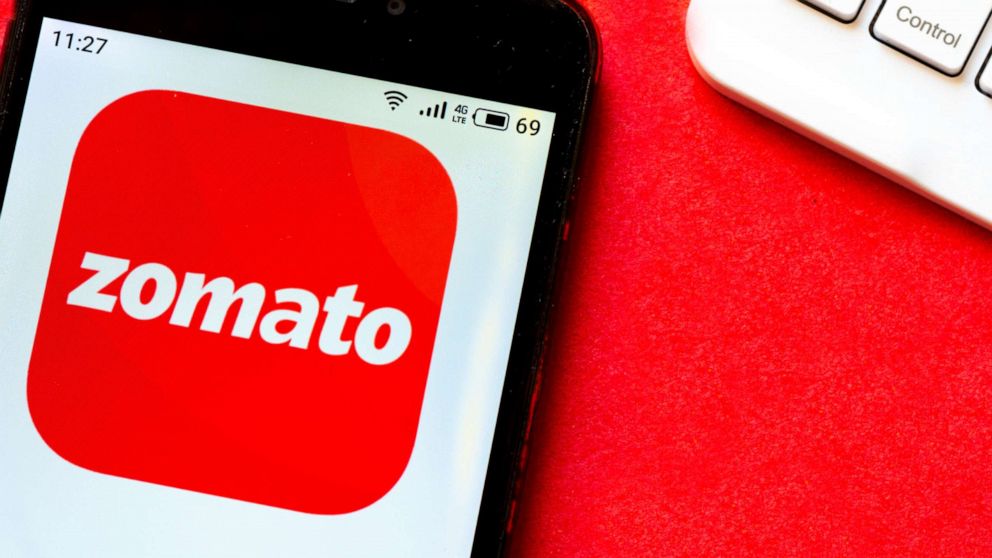 PHOTO: In this file photo, a Zomato logo seen displayed on a smartphone.