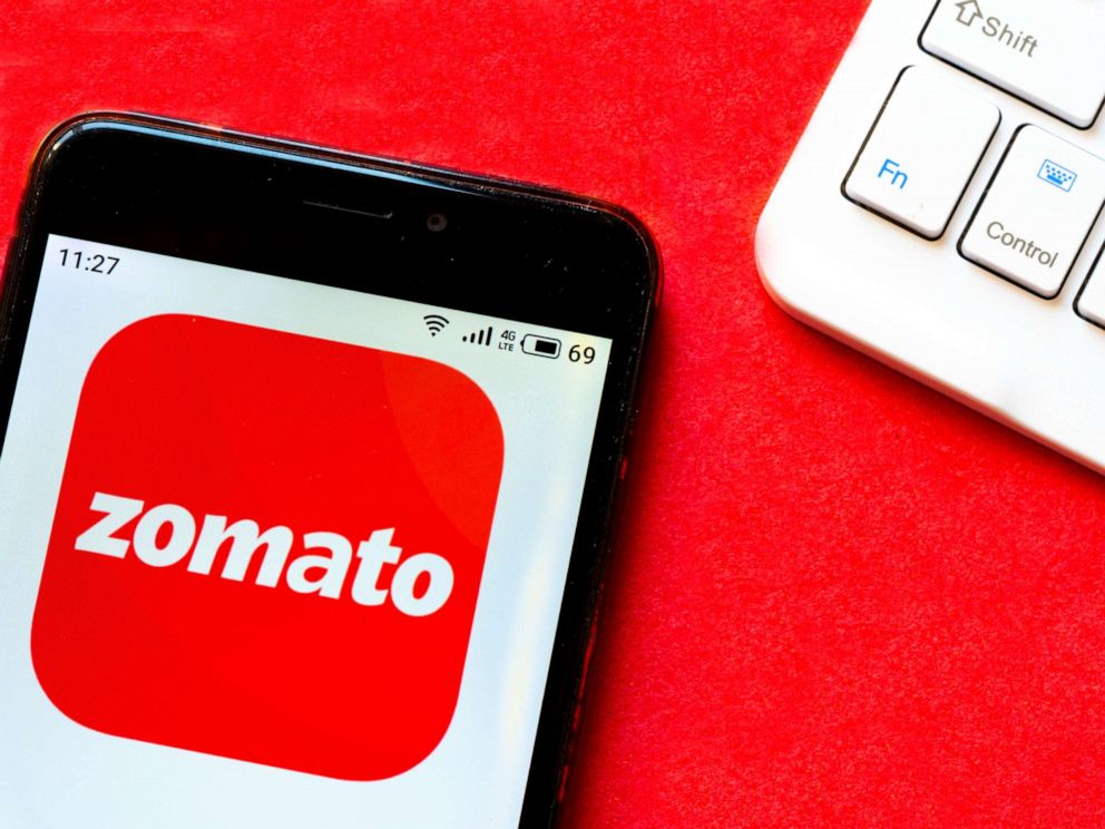 PHOTO: In this file photo, a Zomato logo seen displayed on a smartphone.
