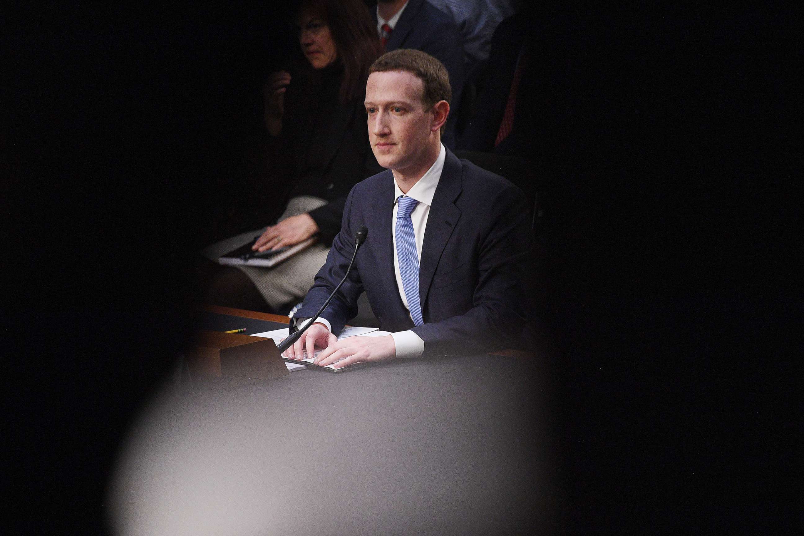 PHOTO: Facebook founder and CEO Mark Zuckerberg testifies during hearing about Facebook on Capitol Hill in Washington, D.C., April 10, 2018.