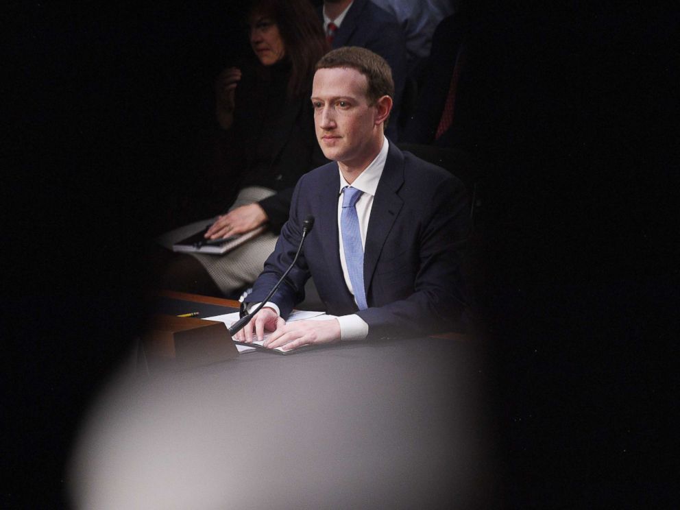 PHOTO: Facebook founder and CEO Mark Zuckerberg testifies during hearing about Facebook on Capitol Hill in Washington, D.C., April 10, 2018.
