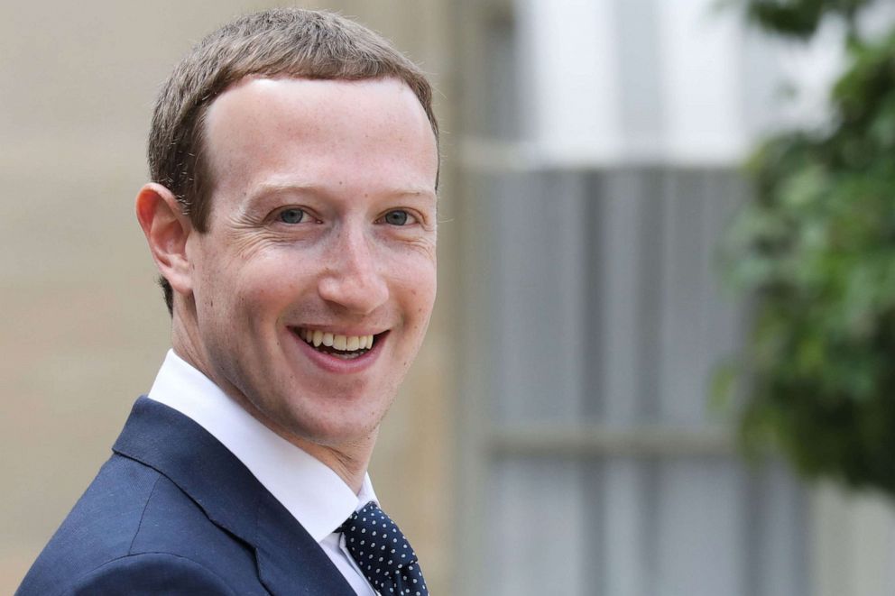 PHOTO: Facebook's CEO Mark Zuckerberg attend the "Tech for Good" Summit at the Elysee Palace in Paris, on May 23, 2018.