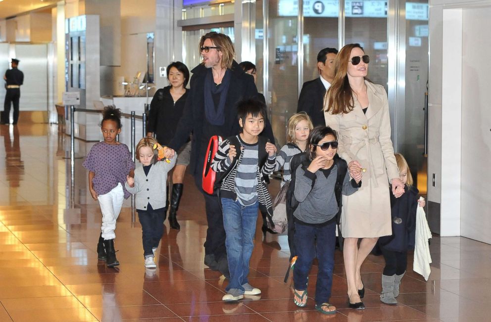 PHOTO: In this file photo, Brad Pitt, Angelina Jolie and their six children Maddox, Pax, Zahara, Shiloh, Knox, and Vivienne arrive  at Haneda International Airport, Nov. 8, 2011 in Tokyo.