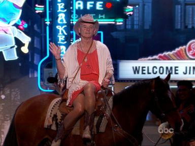 VIDEO: Bill Murray stopped by "Jimmy Kimmel Live" wearing a dress and riding on a horse. Murray appeared as the show was filming in Austin, Texas, for South by Southwest.