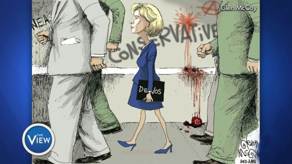 Video Betsy DeVos compared to civil rights icon Ruby Bridges in political  cartoon - ABC News