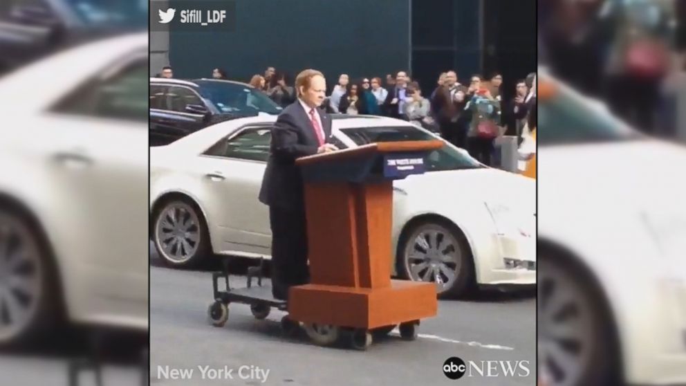 VIDEO:  Melissa McCarthy hits the NYC streets as Sean Spicer for 'SNL'