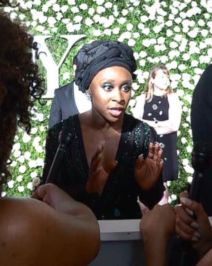 VIDEO: Tony-nominated actress Cynthia Erivo talks performance with Leslie Odom Jr. at tonight's Tony awards