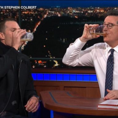 VIDEO: Stephen Colbert got into a beer-drinking contest with Tom Brady on Monday.