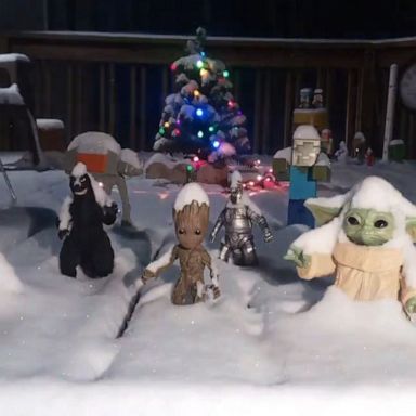 VIDEO: Baby Yoda, Baby Groot and friends buried by snow