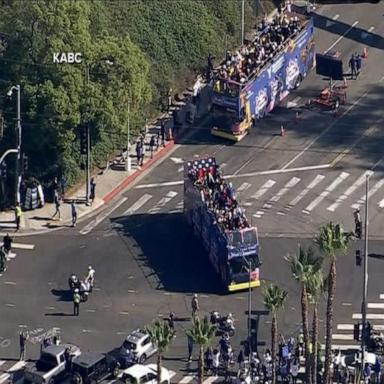 Dodgers fans gather in LA for victory parade