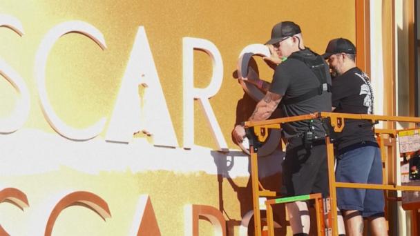 Workers complete finishing touches on the Dolby Theatre  