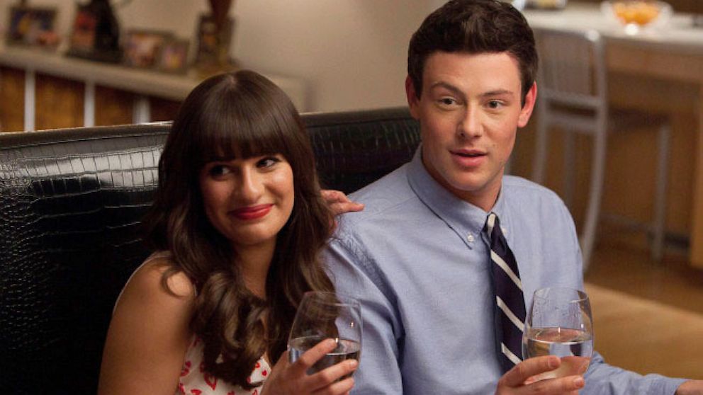 Rachel (Lea Michele) and Finn (Cory Monteith) have dinner with her dads in the episode of 'Glee' airing on Fox.