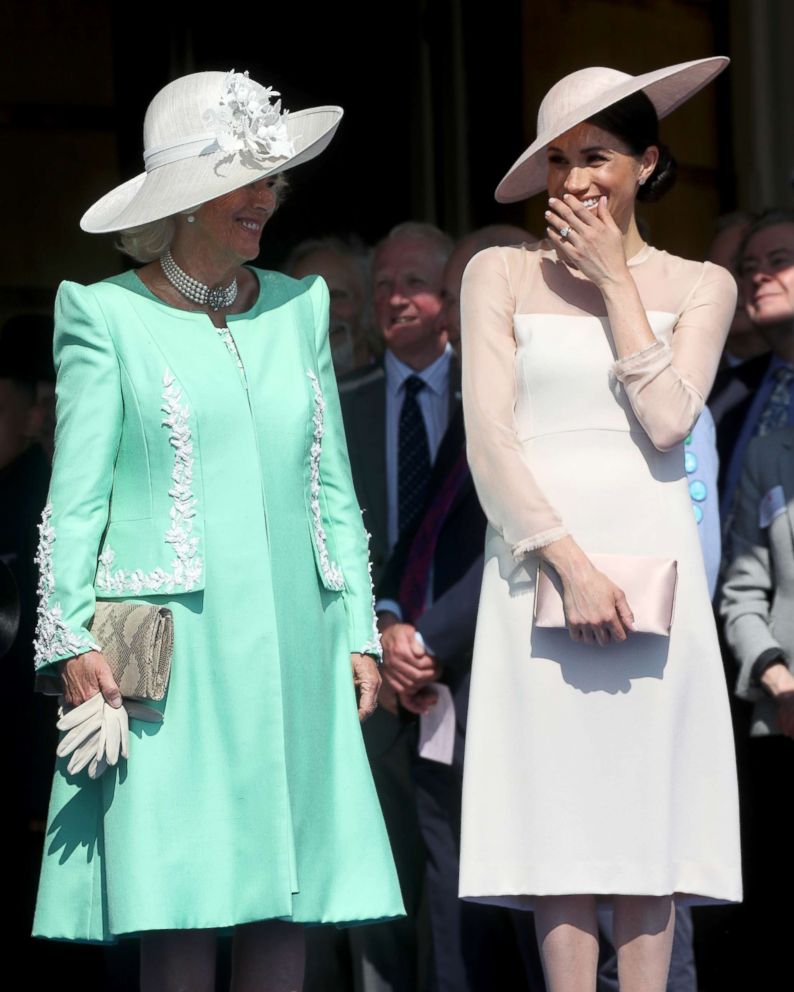 PHOTO: Camilla, Duchess of Cornwall and Meghan, Duchess of Sussex attend The Prince of Wales' 70th Birthday Patronage Celebration held at Buckingham Palace, May 22, 2018, in London.