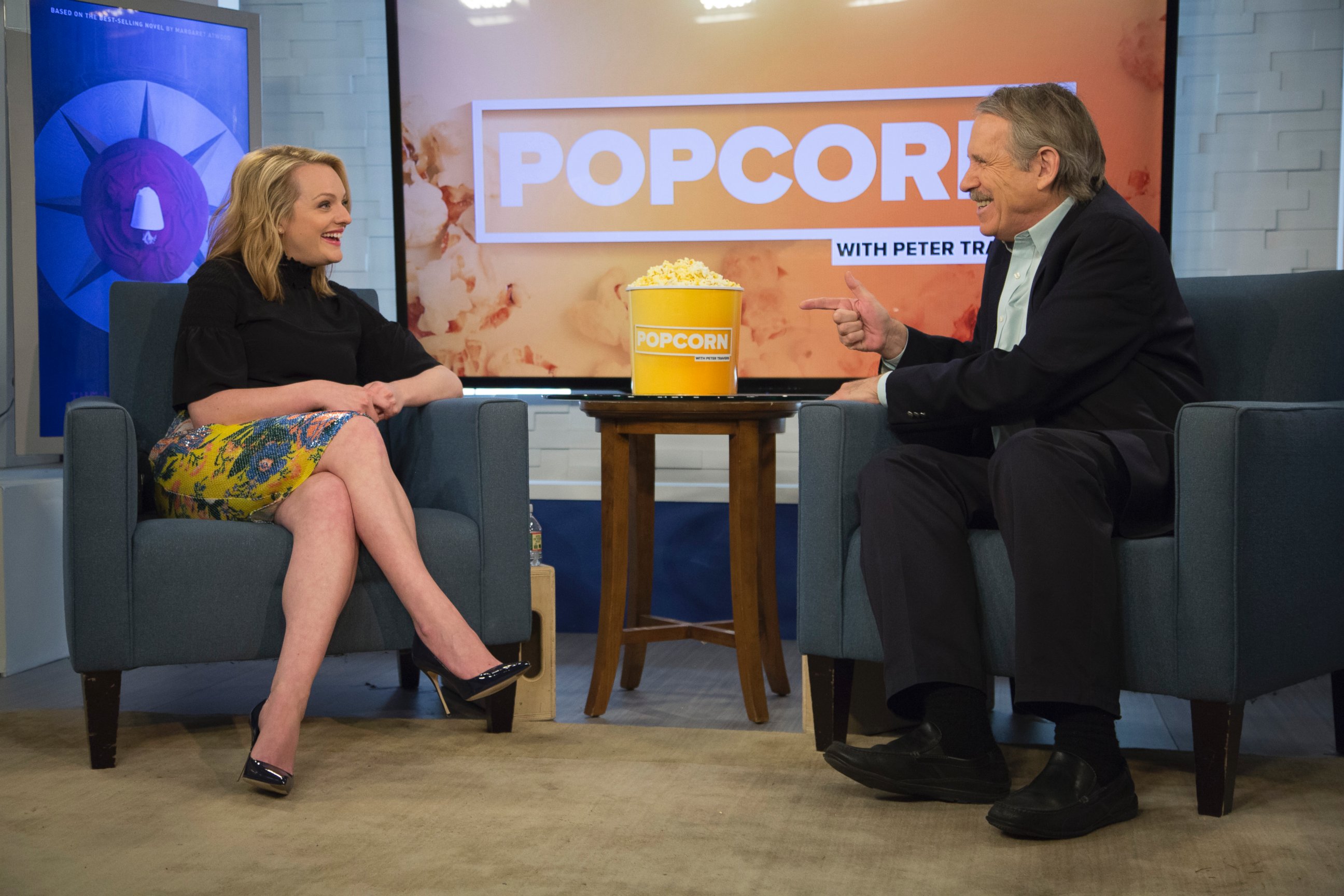 PHOTO: Elisabeth Moss at the ABC News studios in New York, on "Popcorn with Peter Travers," May 4, 2017.