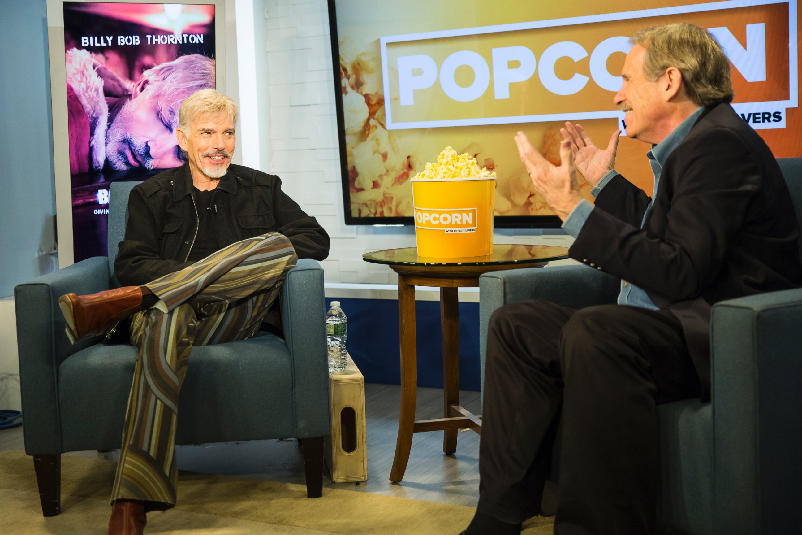 PHOTO: Billy Bob Thornton and Peter Travers are seen here at the ABC Studios in New York, Nov. 16, 2016. 