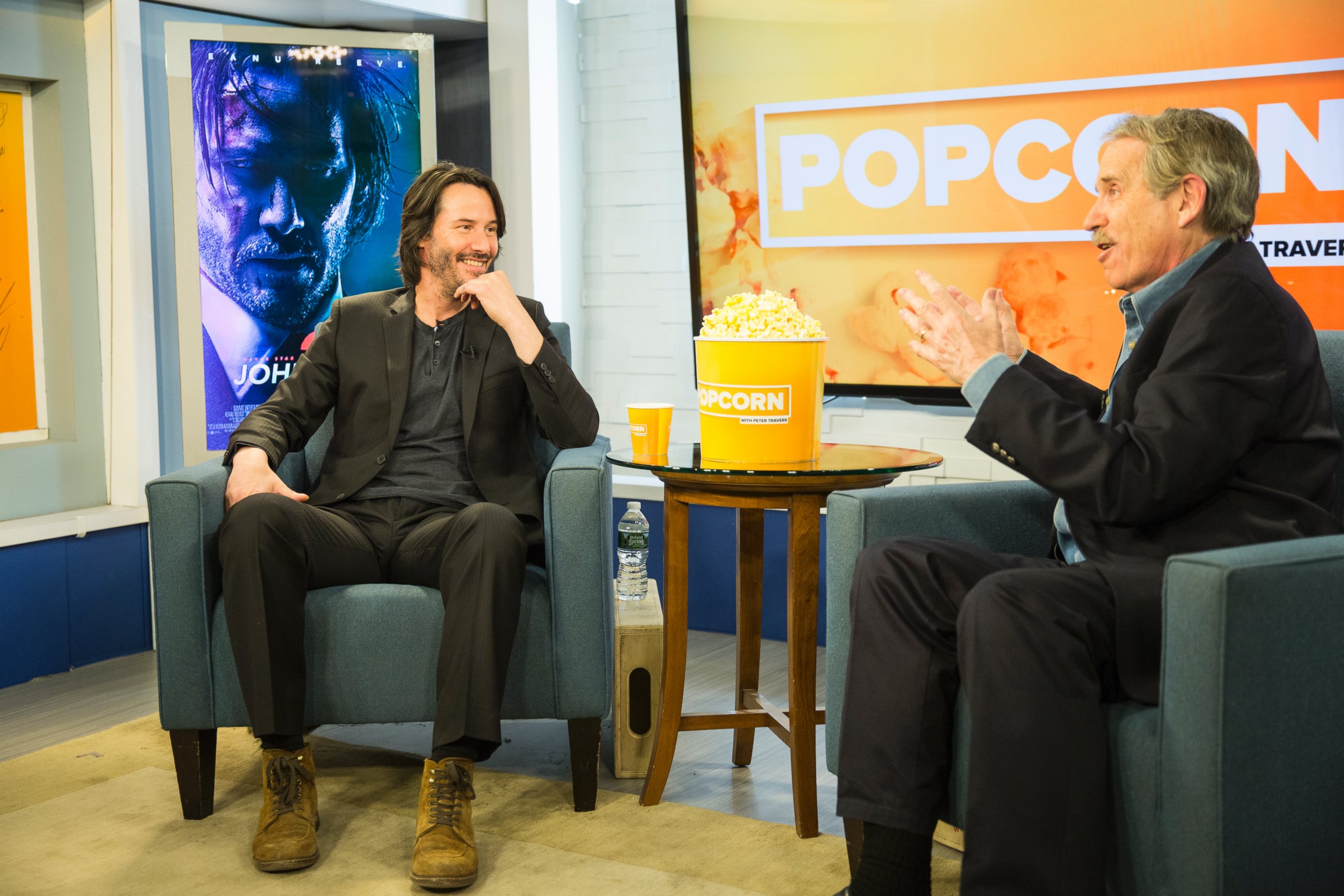 PHOTO: Keanu Reeves and Peter Travers at the ABC Studios in New York, Feb. 2, 2017.