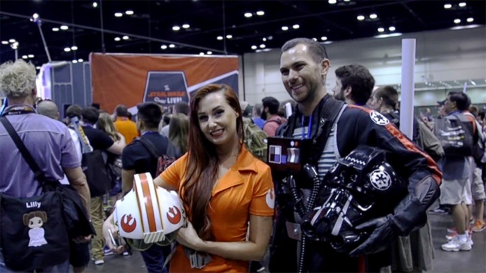 PHOTO: Tracy Garder and Adam Ingeme found love at Star Wars Celebration 2015 in Anaheim, Calif. Ingeme proposed with a ring in a homemade thermal detonator.