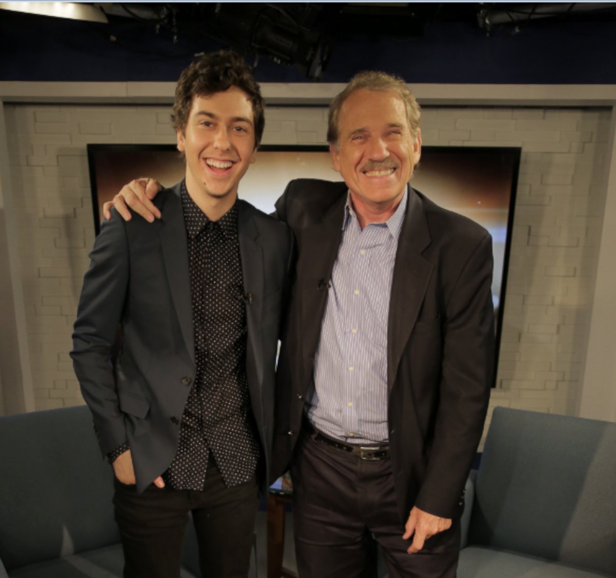 PHOTO: Nat Wolff and Peter Travers at ABC Headquarters on the set of Popcorn with Peter Travers. 