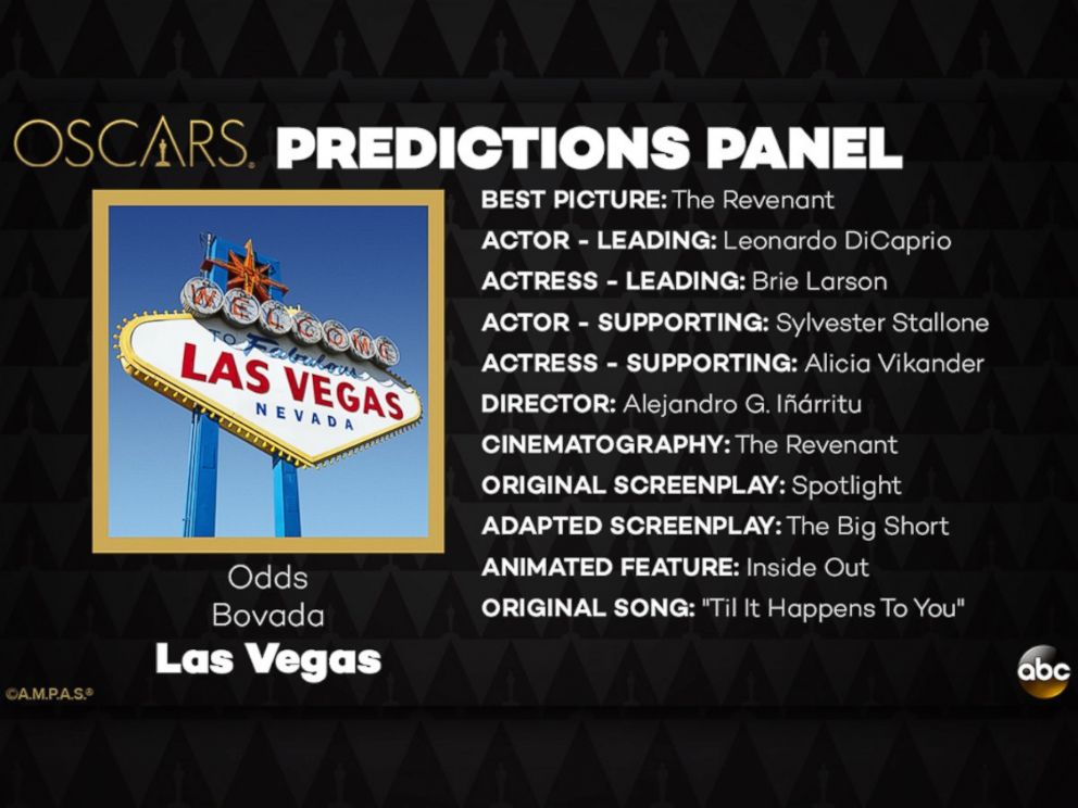 PHOTO: The odds in Las Vegas and its Oscar Predictions for 2016.