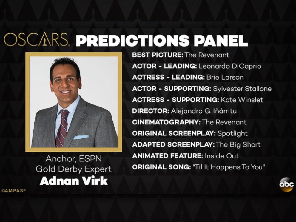PHOTO: Adnan Virk and his Oscar Predictions for 2016.