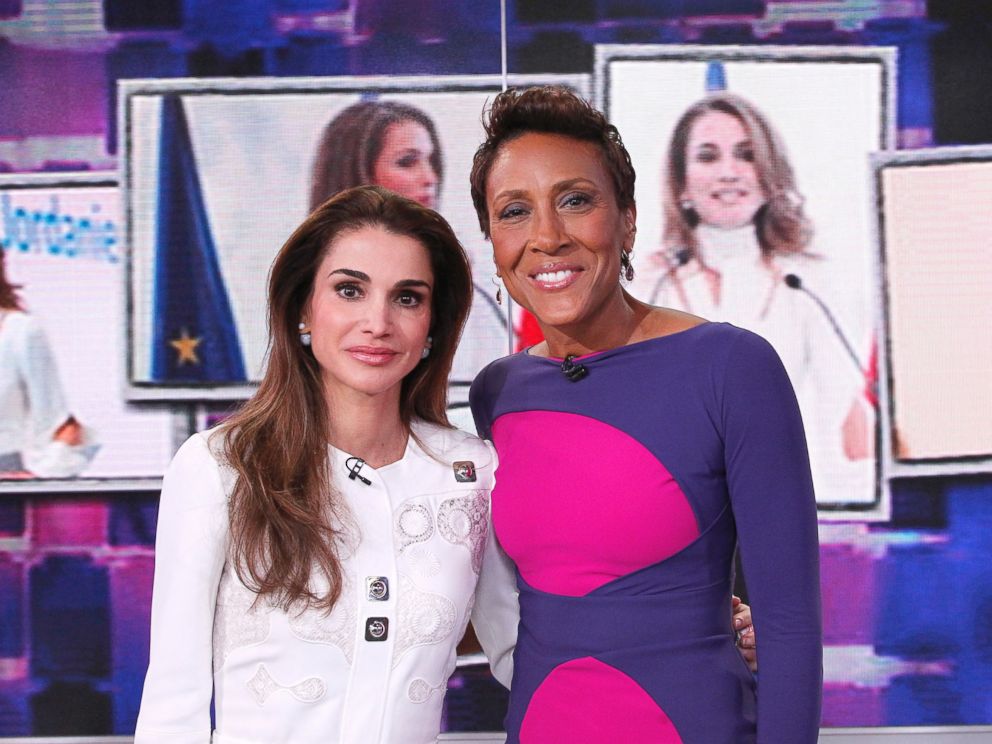 PHOTO:Queen Rania of Jordan was interviewed by GMA co-anchor Robin Roberts in the GMA Times Square studio.