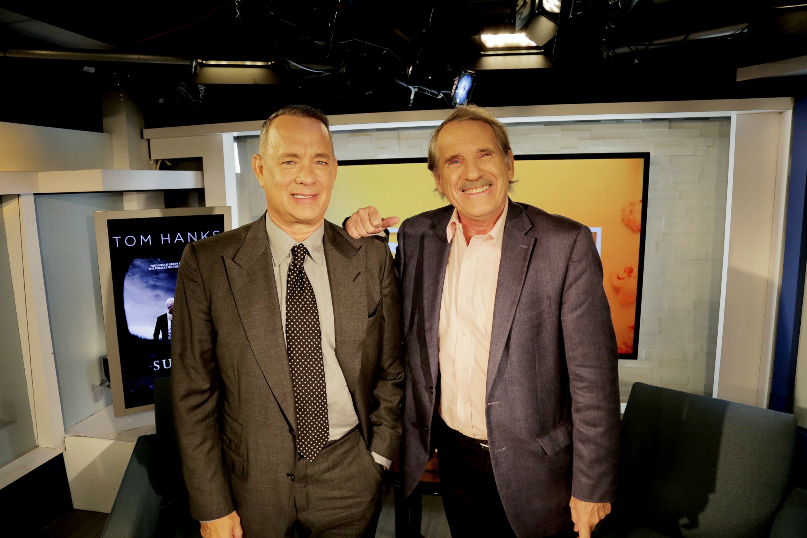 PHOTO: Tom Hanks and Peter Travers at the ABC Headquarters in New York, Sept. 6, 2016.