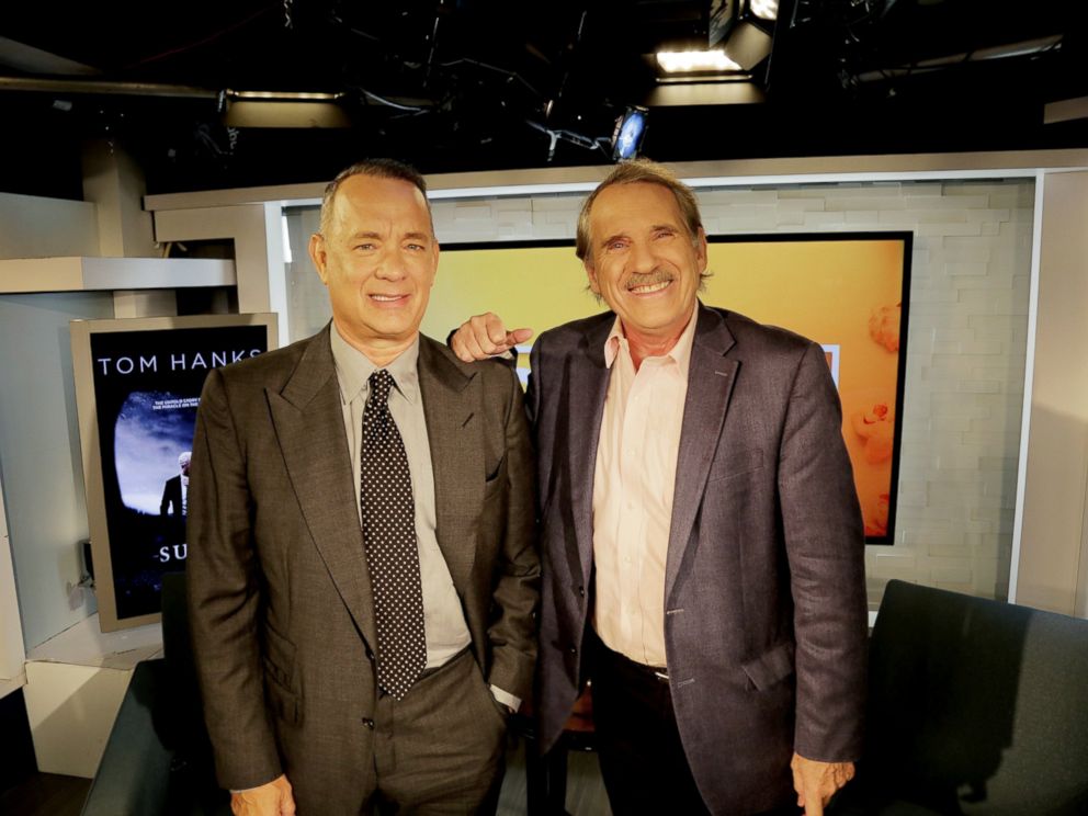 PHOTO: Tom Hanks and Peter Travers at the ABC Headquarters in New York, Sept. 6, 2016.