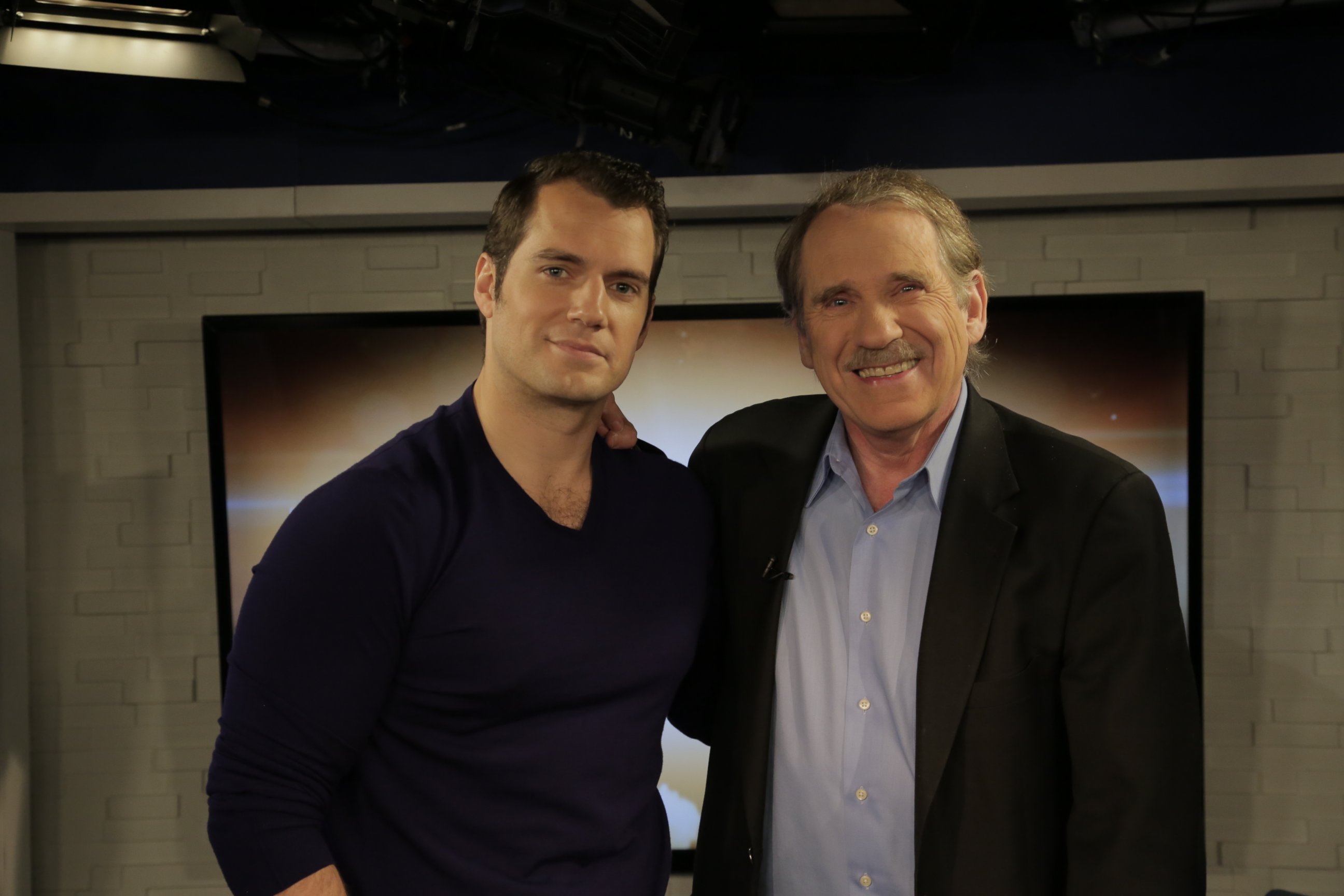 PHOTO: Henry Cavill and Peter Travers at the ABC Headquarters in New York, March 14, 2016. 