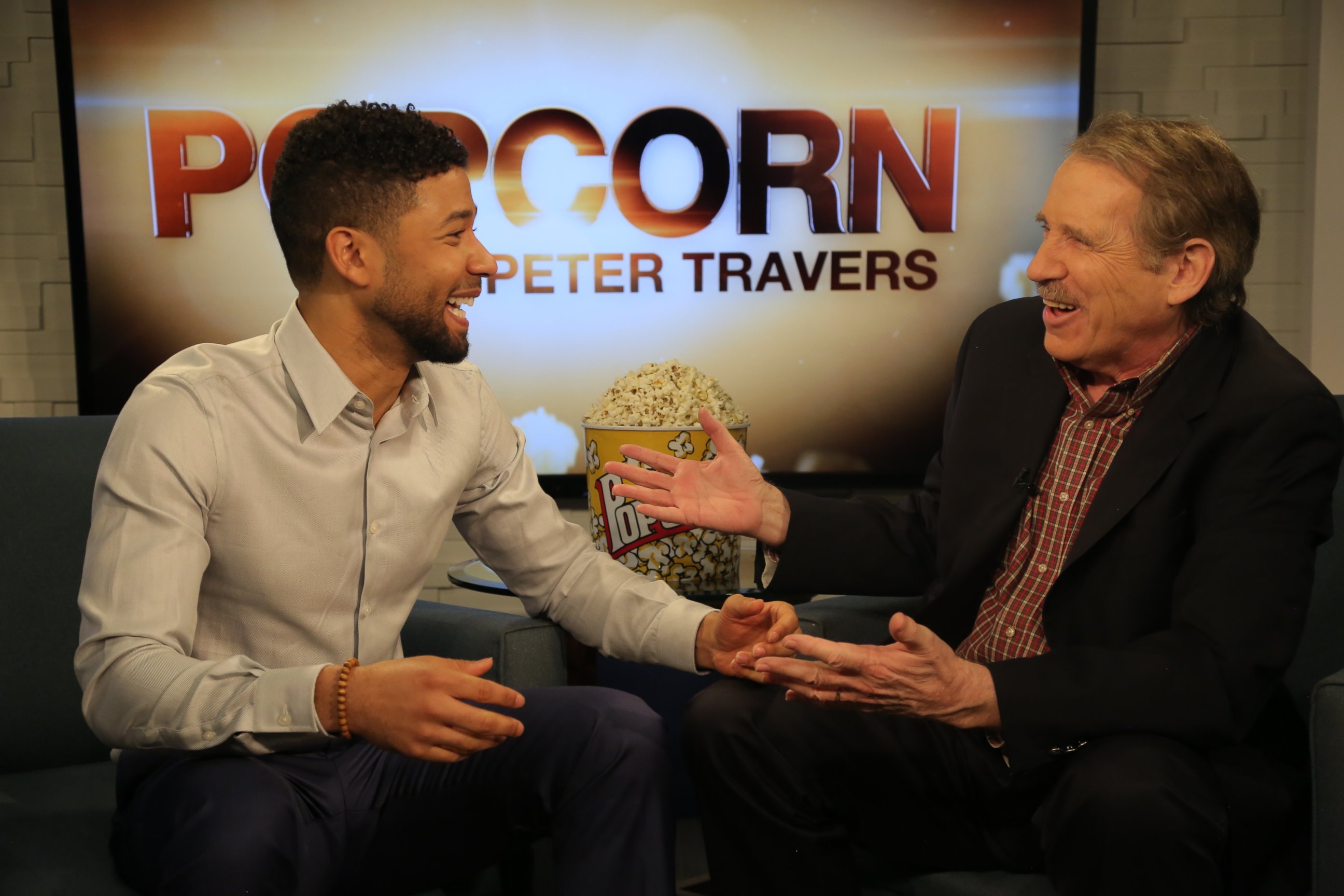 PHOTO: Jussie Smollett and Peter Travers are seen here at the ABC Headquarters in New York, March 16, 2016.